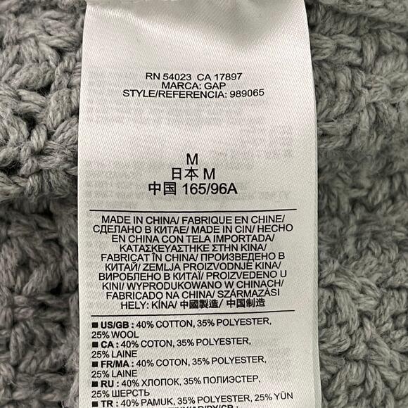 GAP Long Sweater Gray Hi-Low Hem Mock Neck Medium - Picture 7 of 8